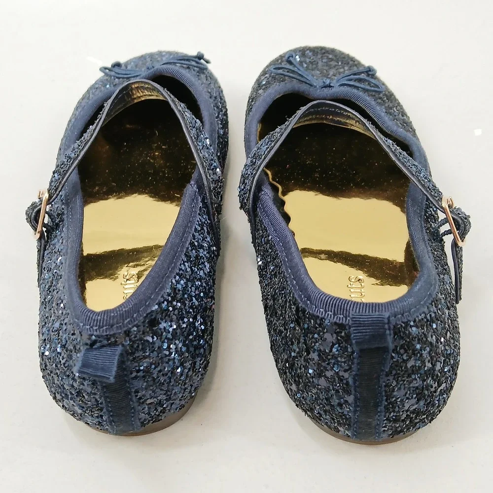 Crewcuts Glitter Mary Jane Ballet Flats Girls Navy Blue Sparkly Bow